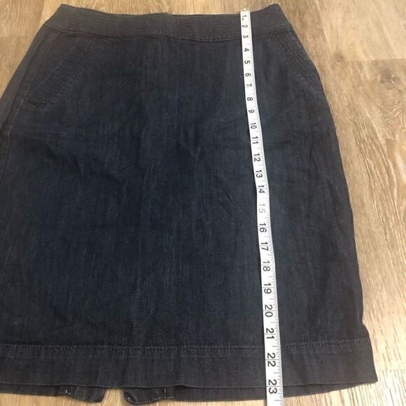 Vintage Red Engine Jean dark denim pencil mini skirt with slit Cerise-28 - Picture 4 of 11